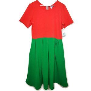 Lularoe Amelia Red Green Fit & Flare Dress Size 2X